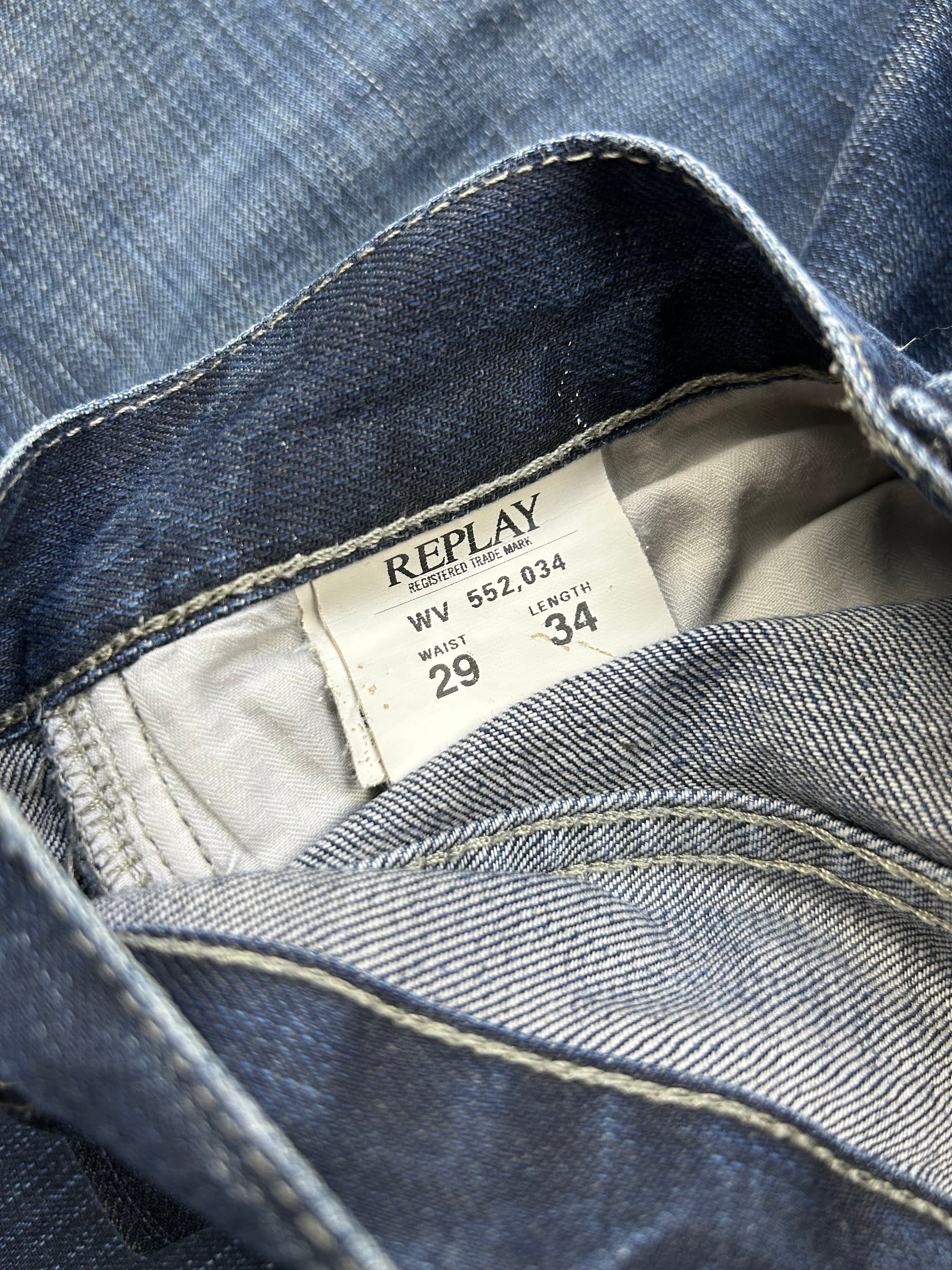 Navy blue low rise straight legs denim pants (S)