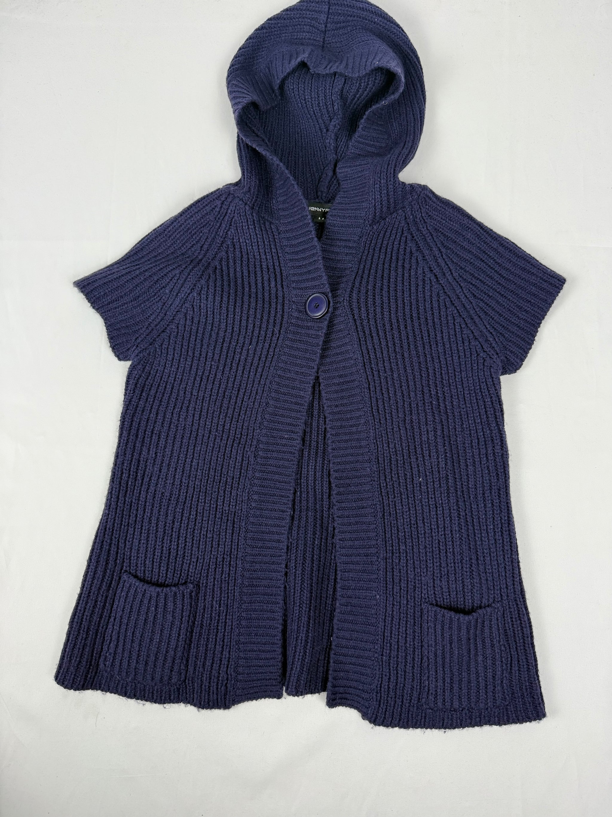 Purple hooded short sleeves cardigan jumper (M)