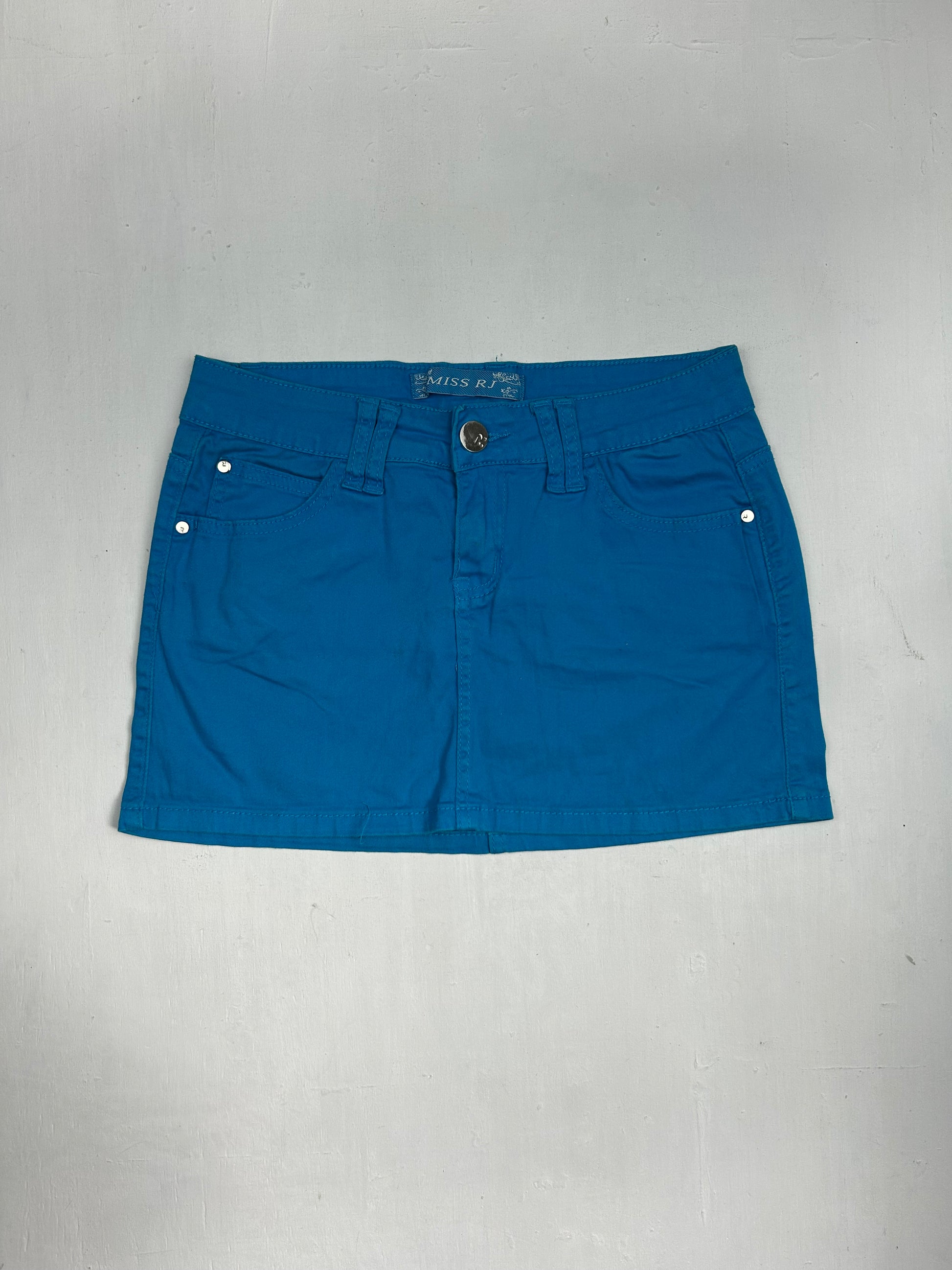 Blue low rise mini skirt (S)