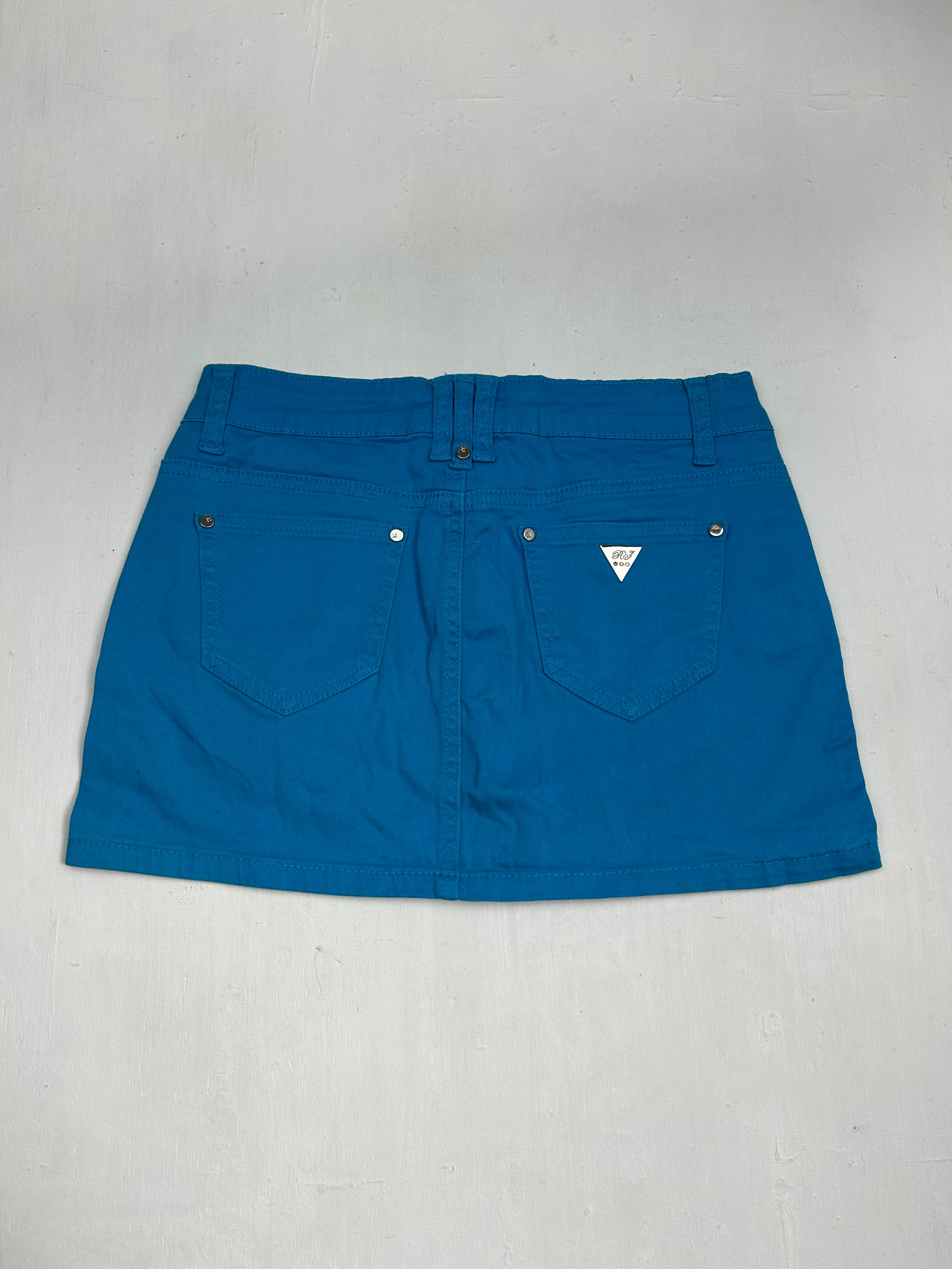 Blue low rise mini skirt (S)