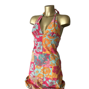 Multicolor graphic backless summer dress (XS/S)