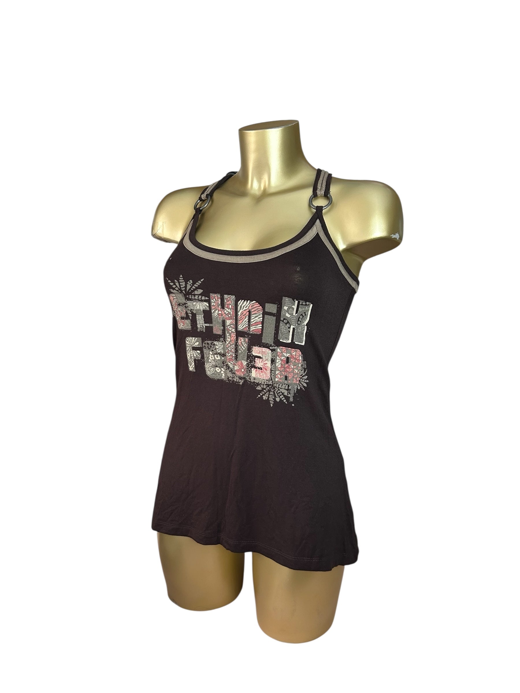 Brown graphic print tank  top (M)