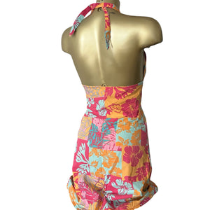 Multicolor graphic backless summer dress (XS/S)