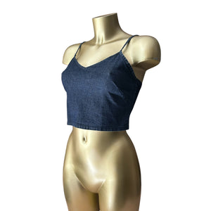 Navy denim crop cami top (S/M)