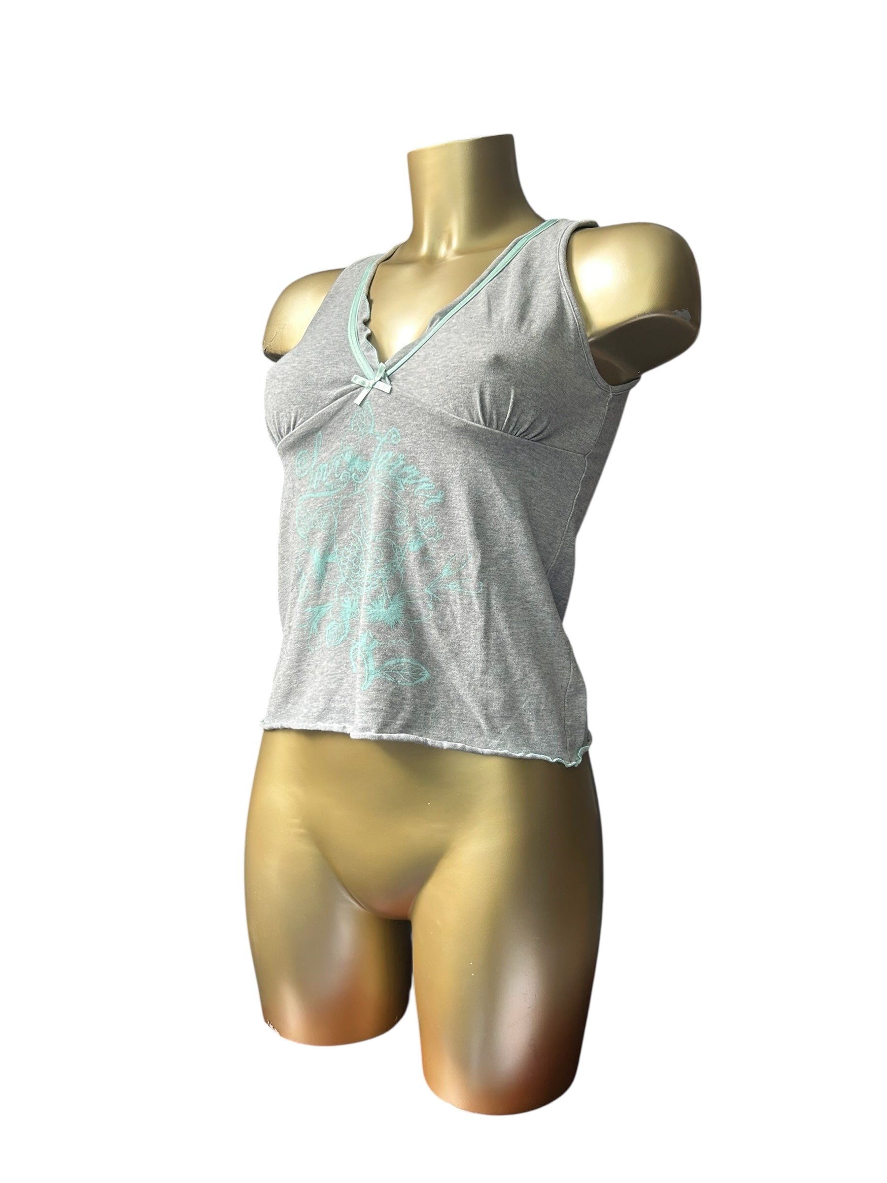 Grey cotton V neck tank top (M/L)