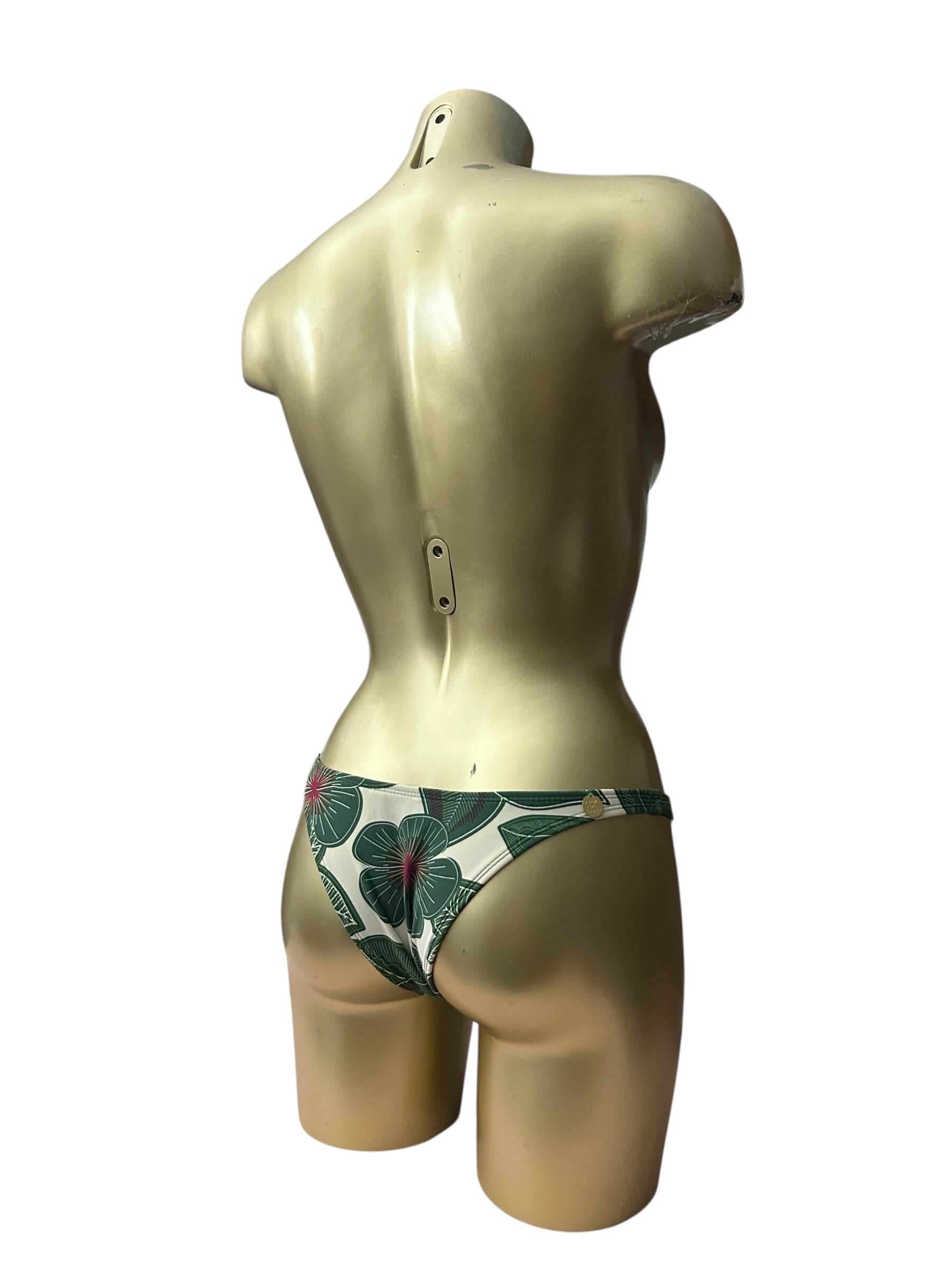Khaki floral low rise brasilian bikini bottom (XS)