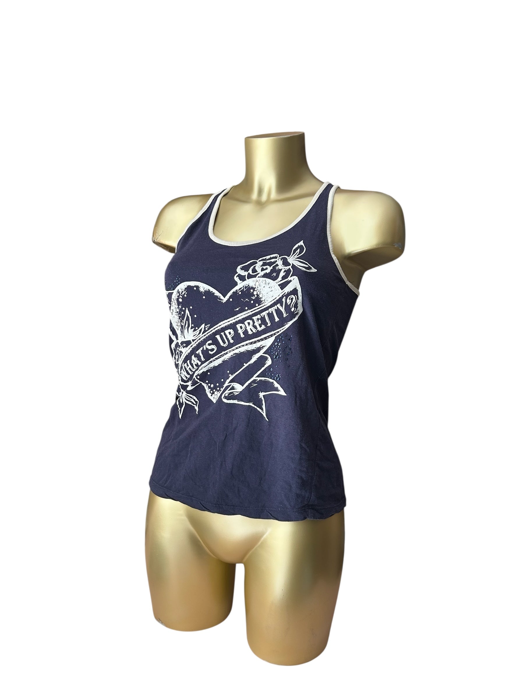 Navy graphic tank top (M)