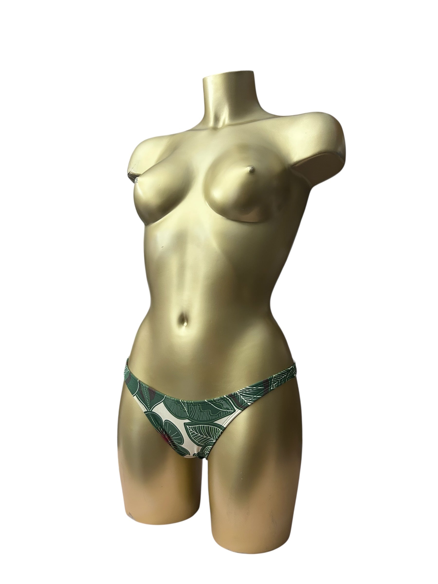Khaki floral low rise brasilian bikini bottom (XS)