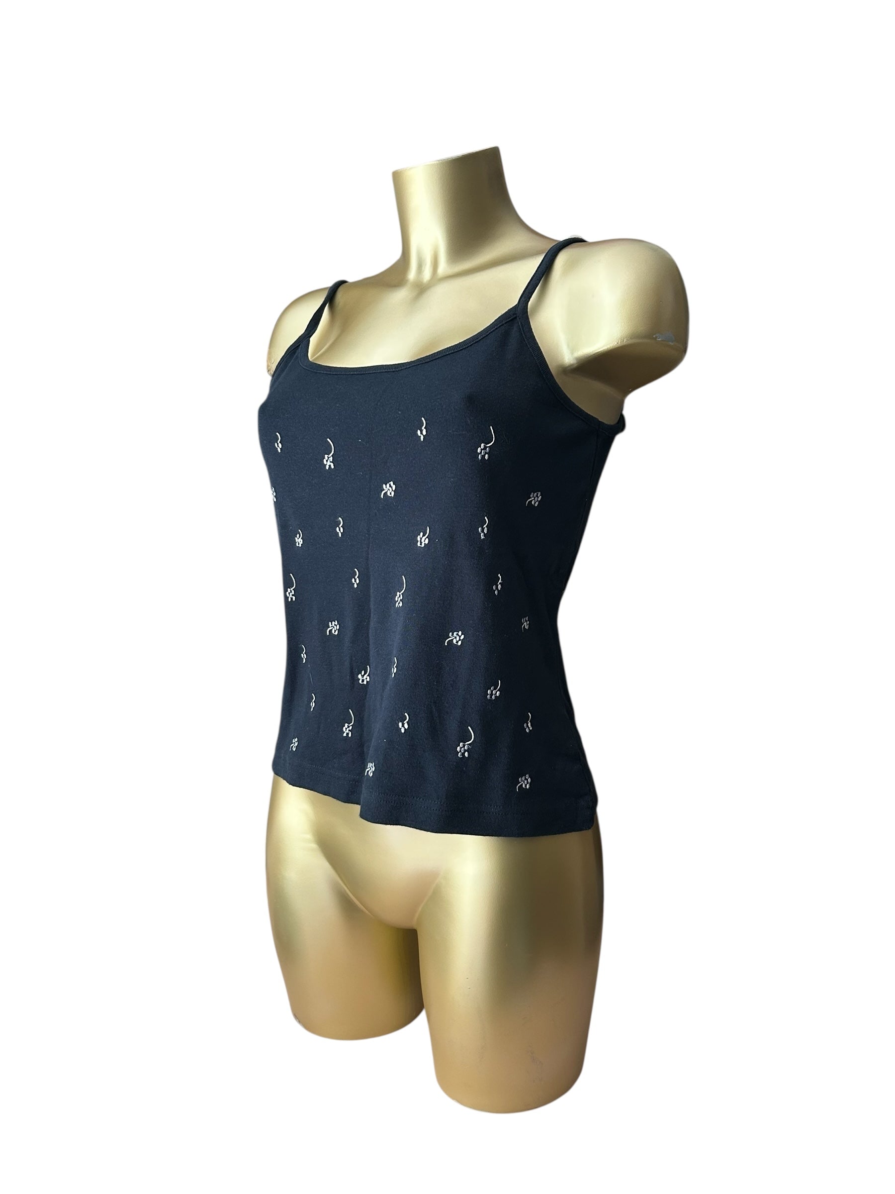 Navy blue embroidered cami top (M)