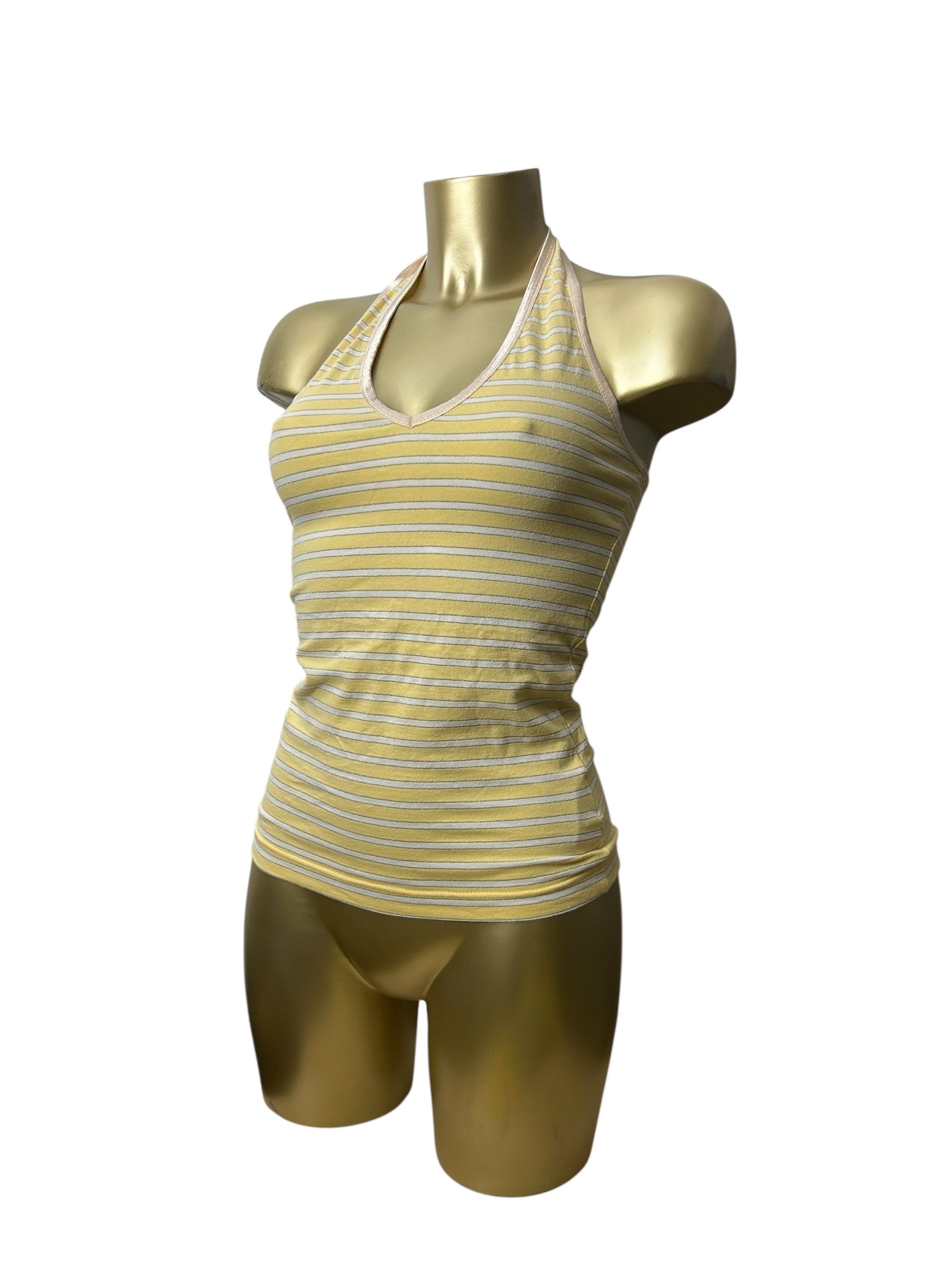 Yellow striped summer halter top (S/M)