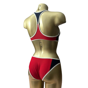 Red logo  low rise bikini set (S)