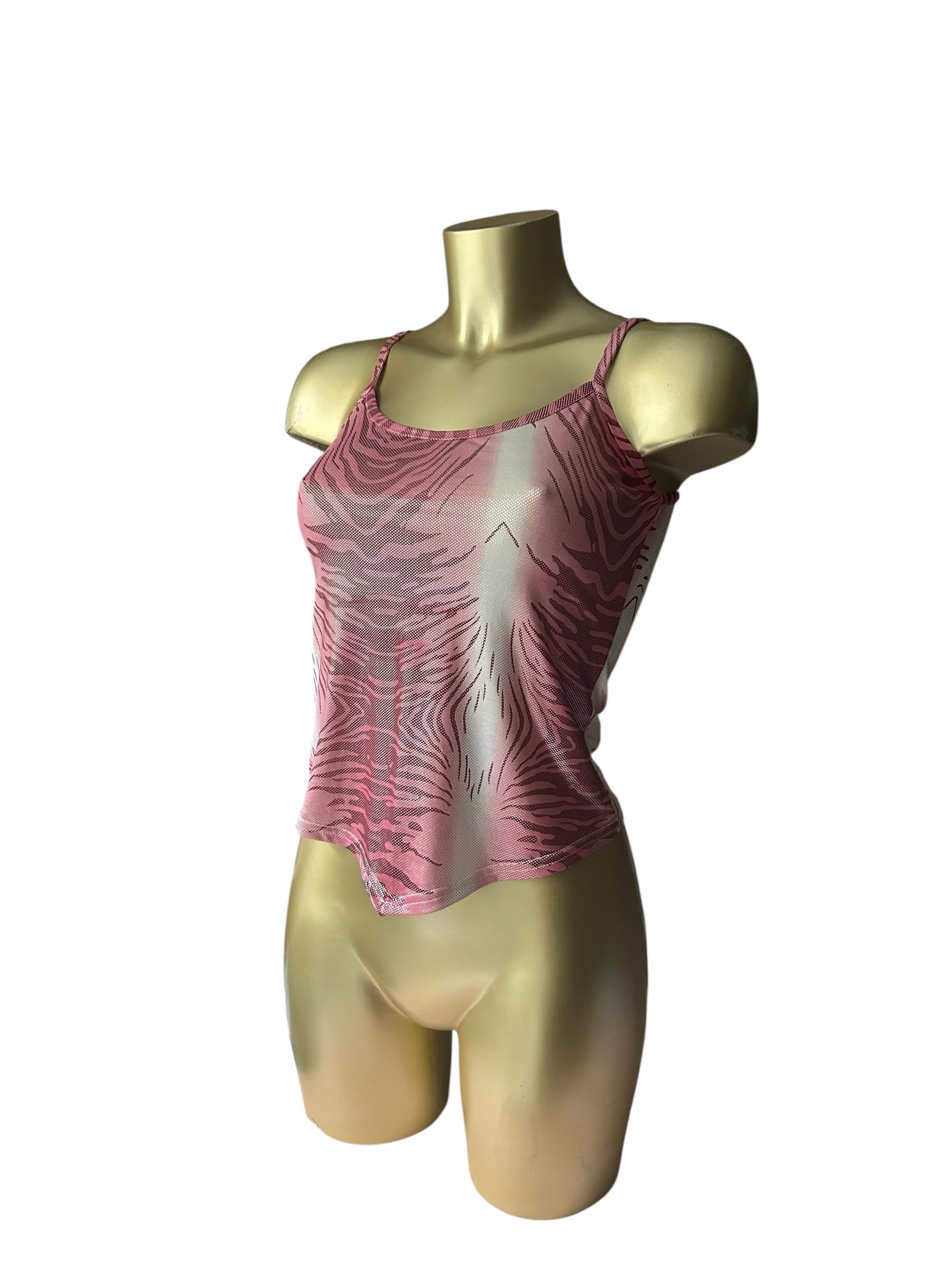 Pink glitters tiger print tight fit cami top (S/M)
