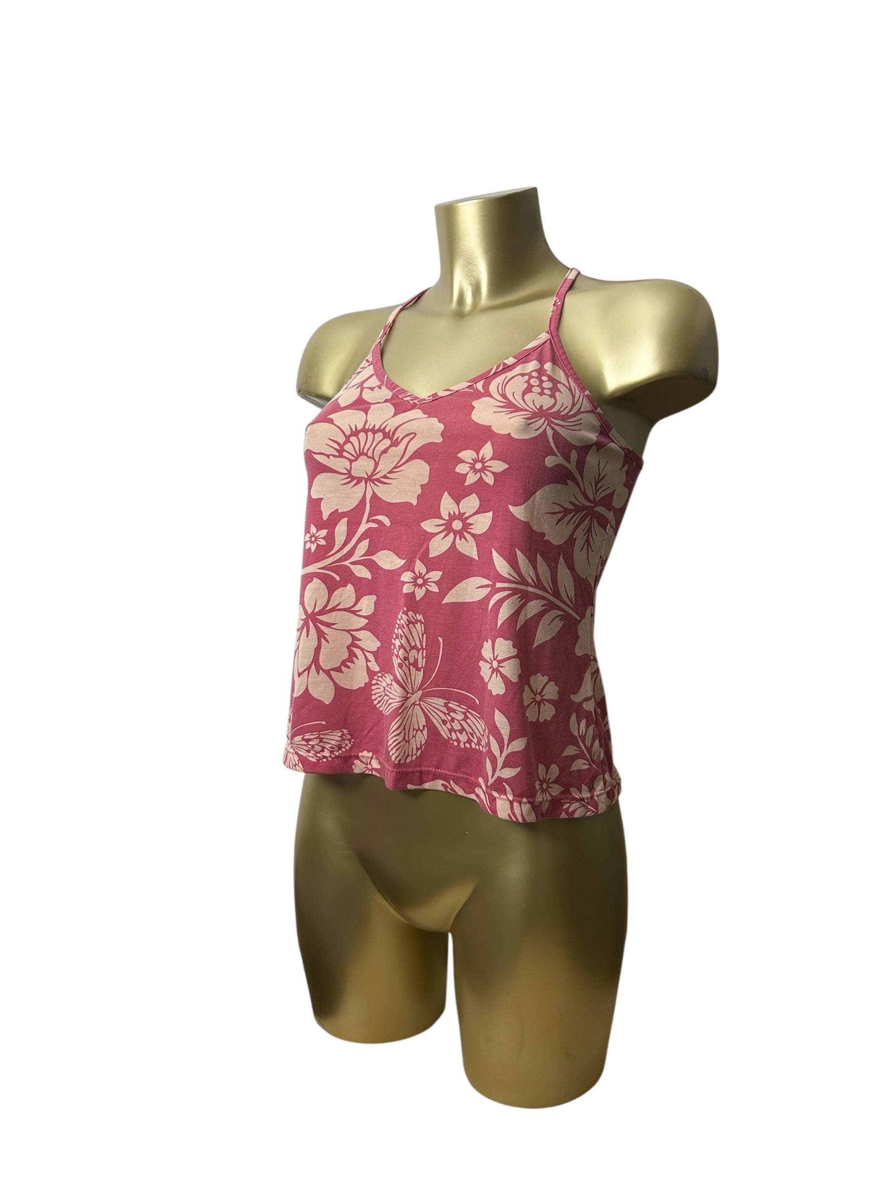 Pink floral cami top (S/M)