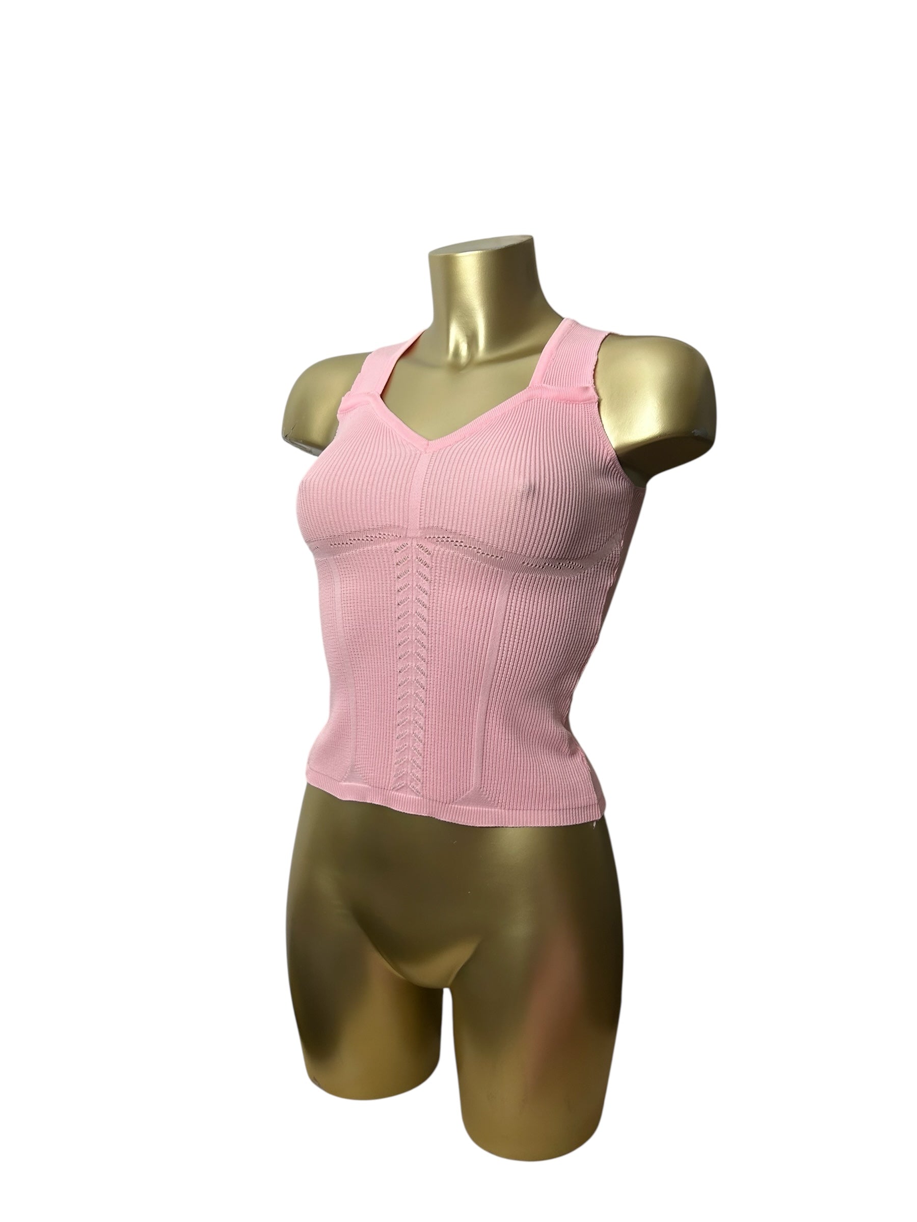 Pink knitted tight fit tank top (XS)