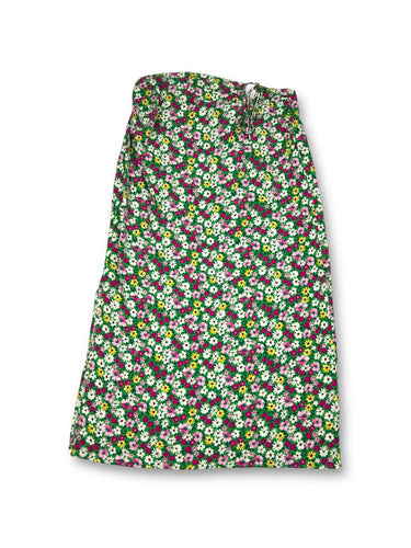 Green floral low rise maxi skirt (L)
