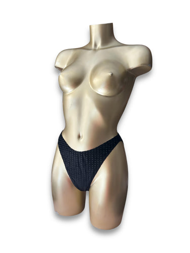 Velvet black high rise bikini bottom (M)