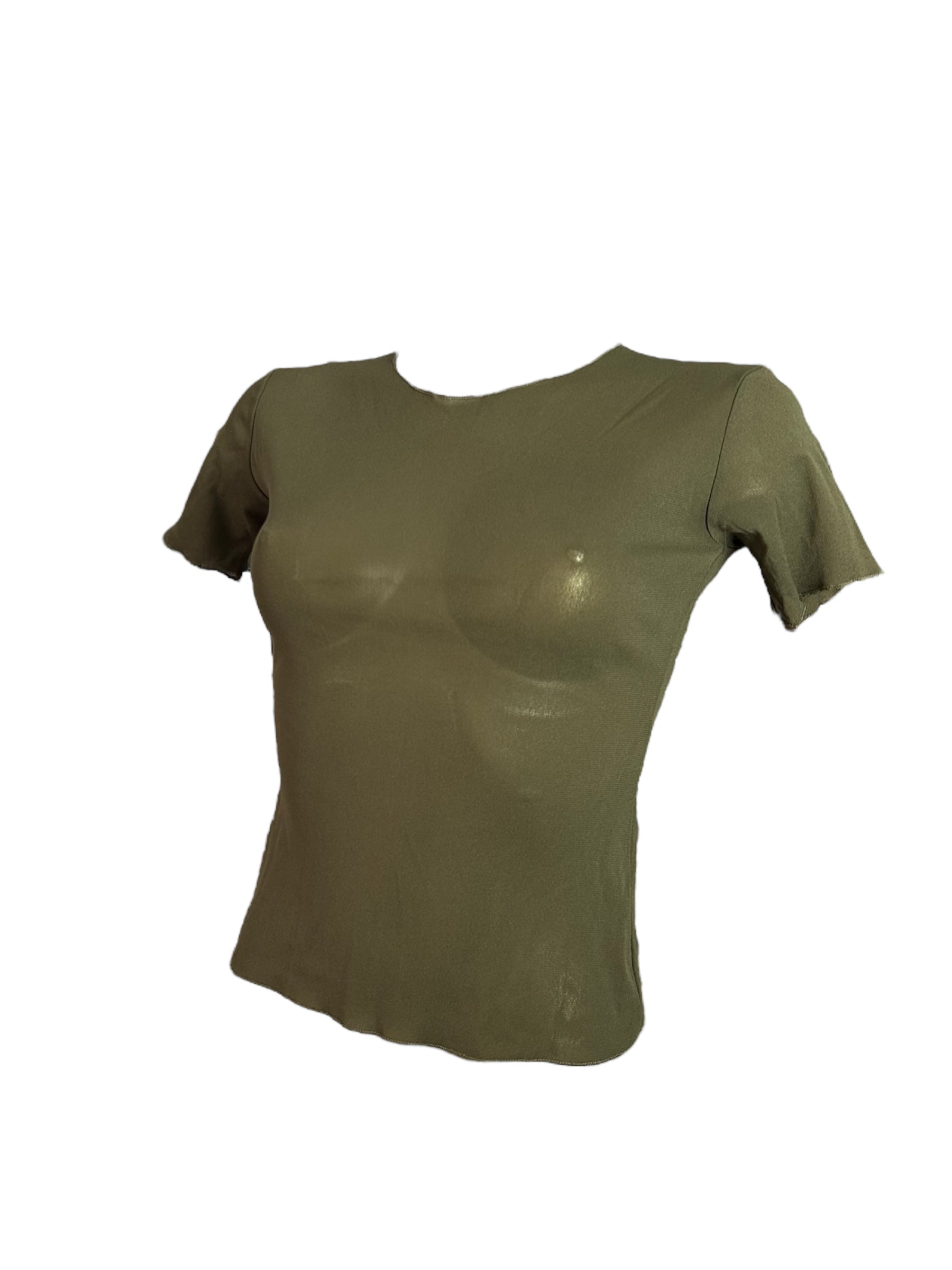 Khaki mesh tee (S/M)