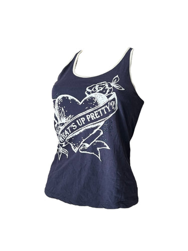 Navy graphic tank top (M)