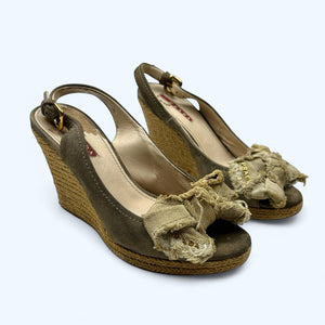 Khaki wedge heels (36)