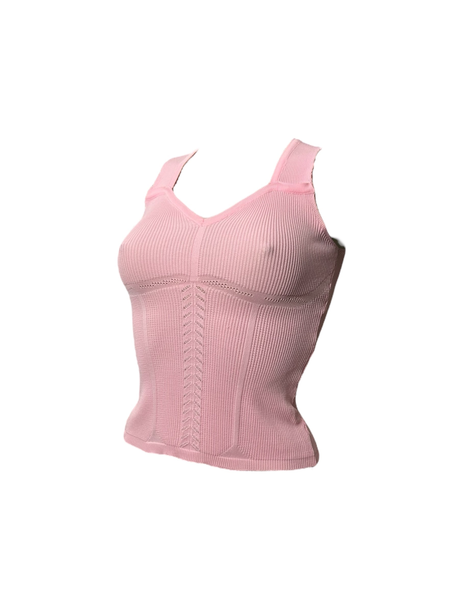 Pink knitted tight fit tank top (XS)