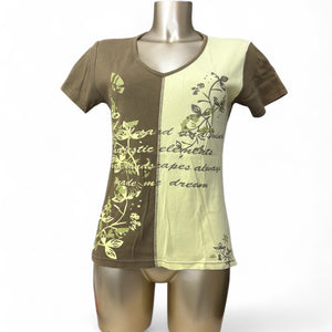 Khaki graphic 100% cotton tee (M/L)