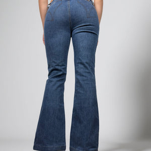 Blue low waist denim bootcut pants (S)