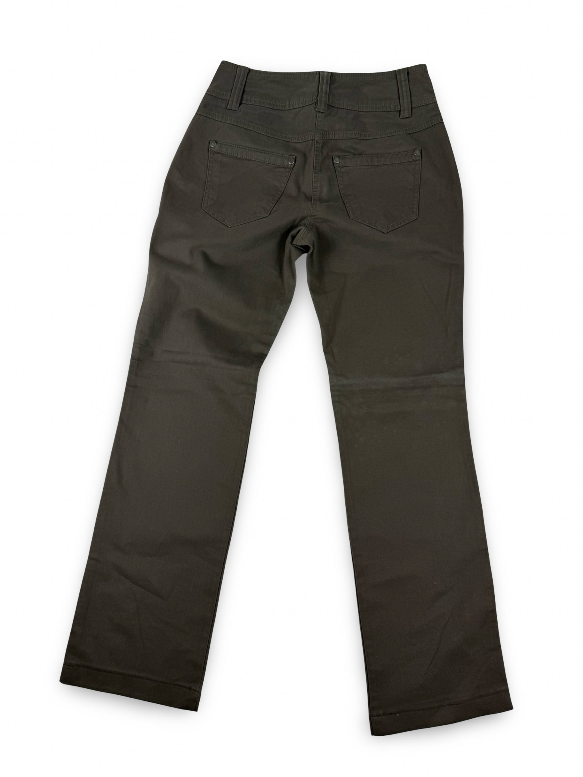 Khaki low rise straight legs denim pants (S)