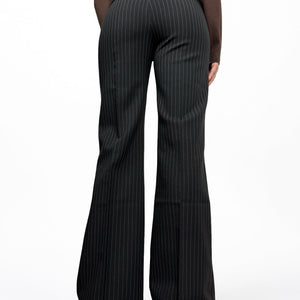 Black low rise office flare pants (S)