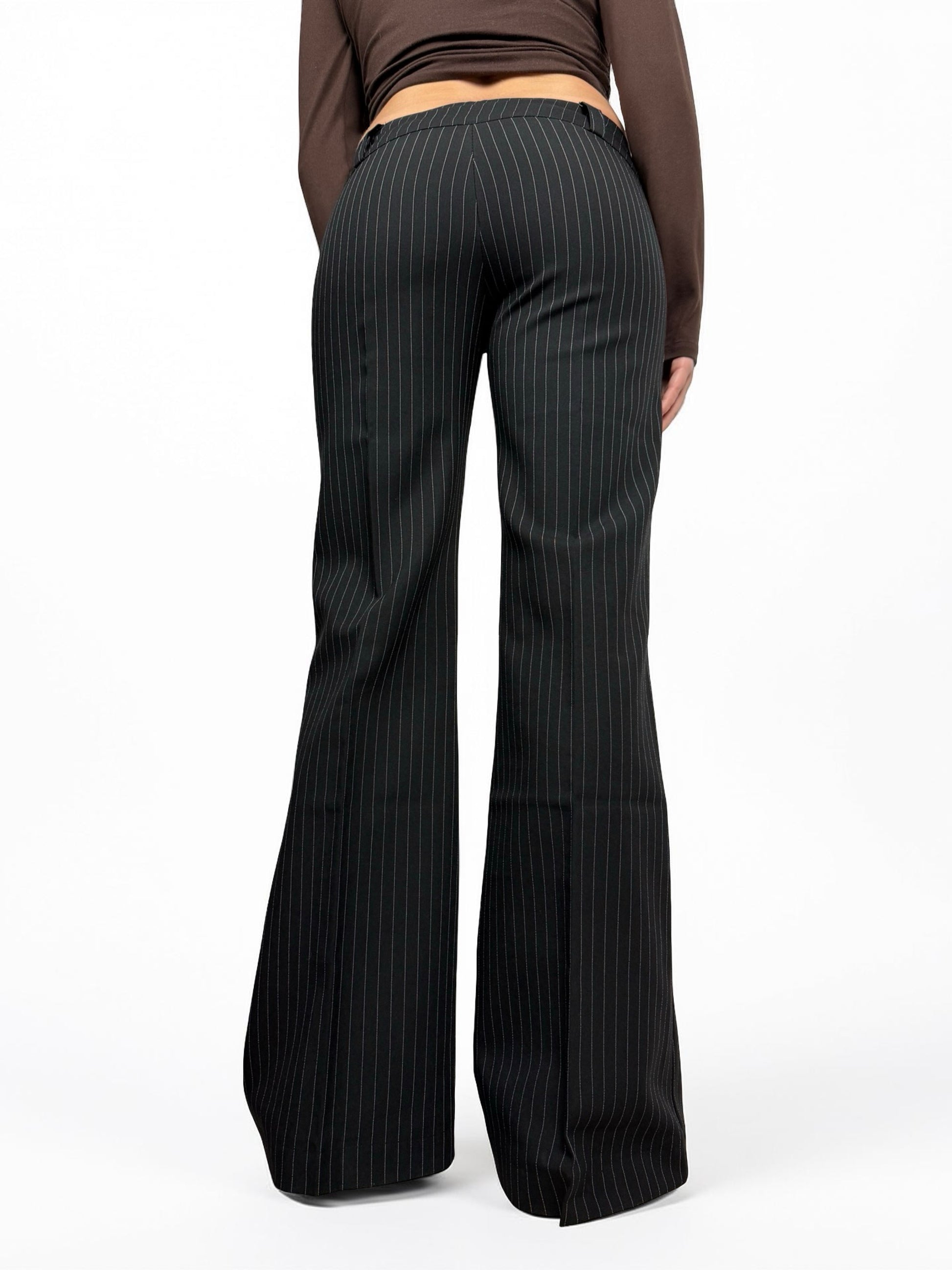 Black low rise office flare pants (S)