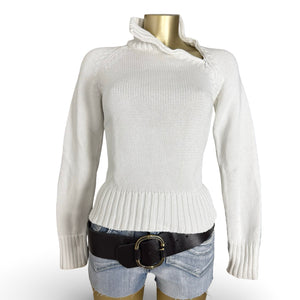 White zip up high neck cotton jumper (S/M)