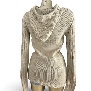 Beige hooded cardigan jumper (S)