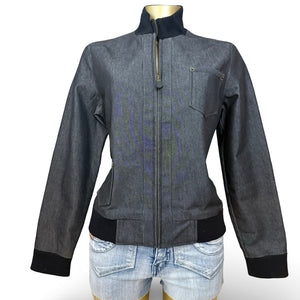 Grey denim cotton zip up jacket (L)