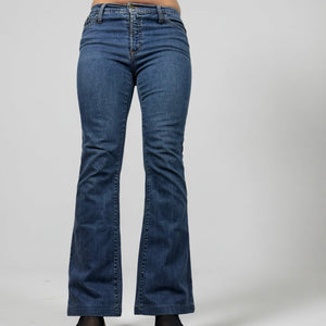 Blue low waist denim bootcut pants (S)
