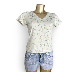 Green floral print lycra tee (XL)