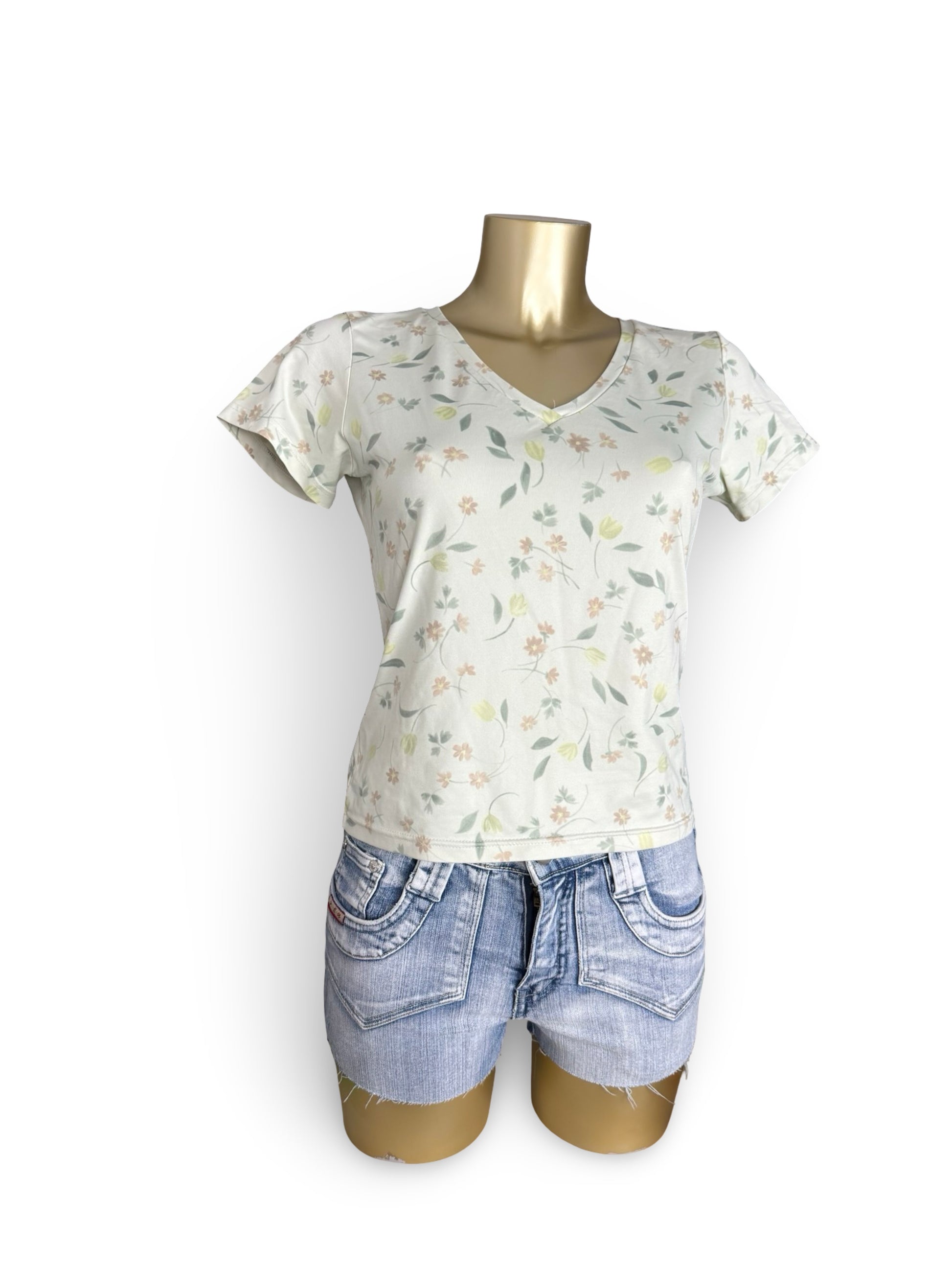 Green floral print lycra tee (XL)