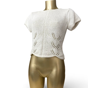 Cream crochet knitted tee (S/M)