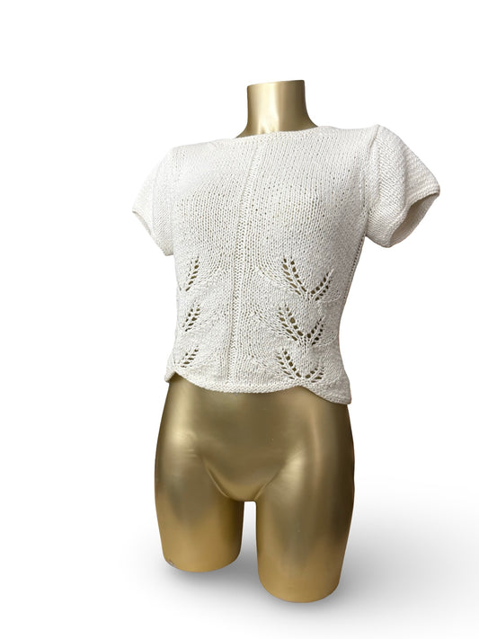 Cream crochet knitted tee (S/M)