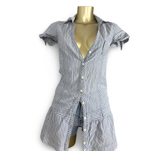 Grey striped cotton mini dress (S)