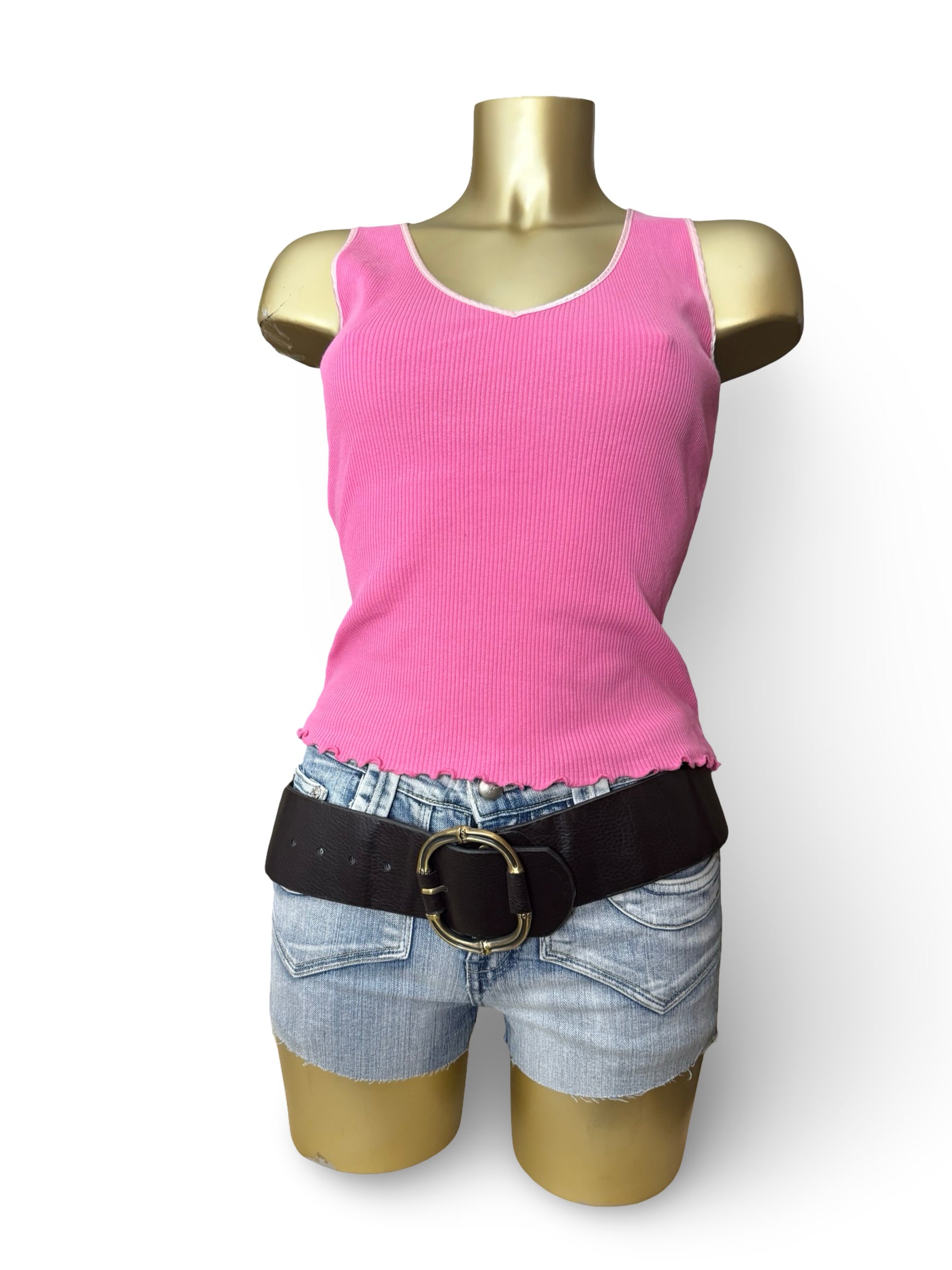 Pink ribbed tank top (M/L)