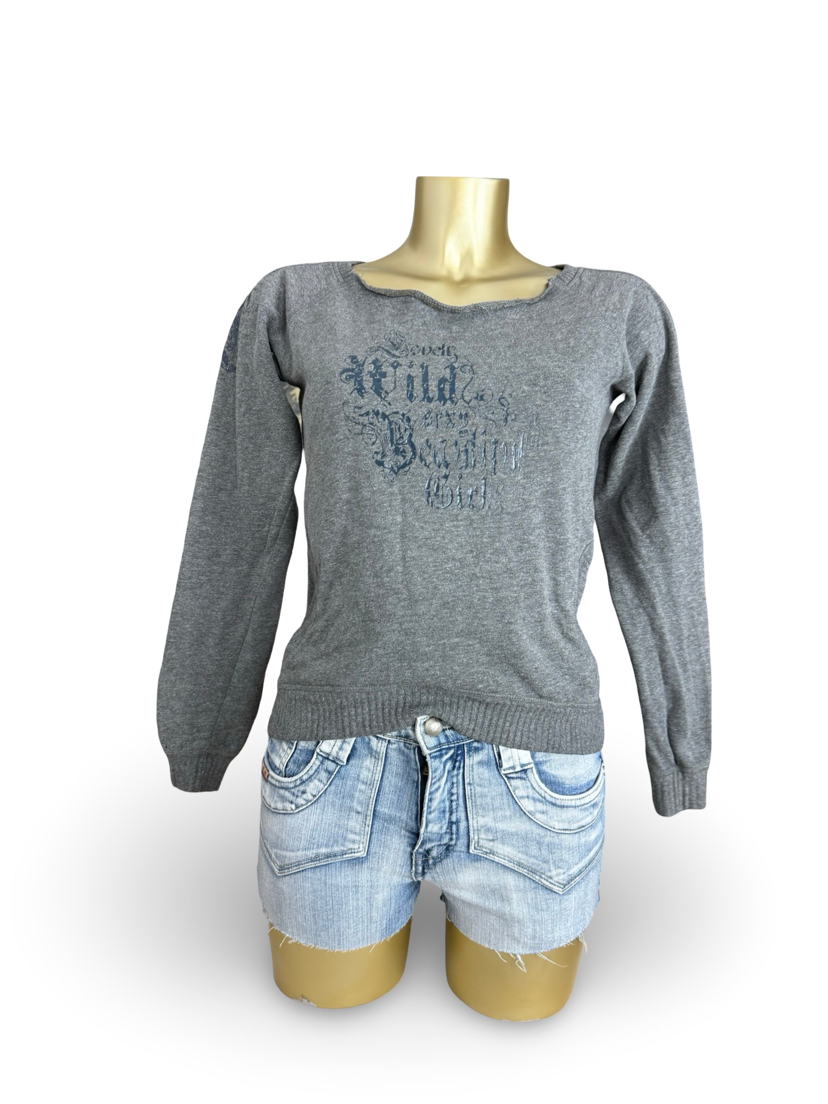 Grey graphic cotton jumper (S/M)