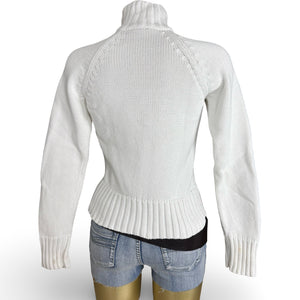 White zip up high neck cotton jumper (S/M)