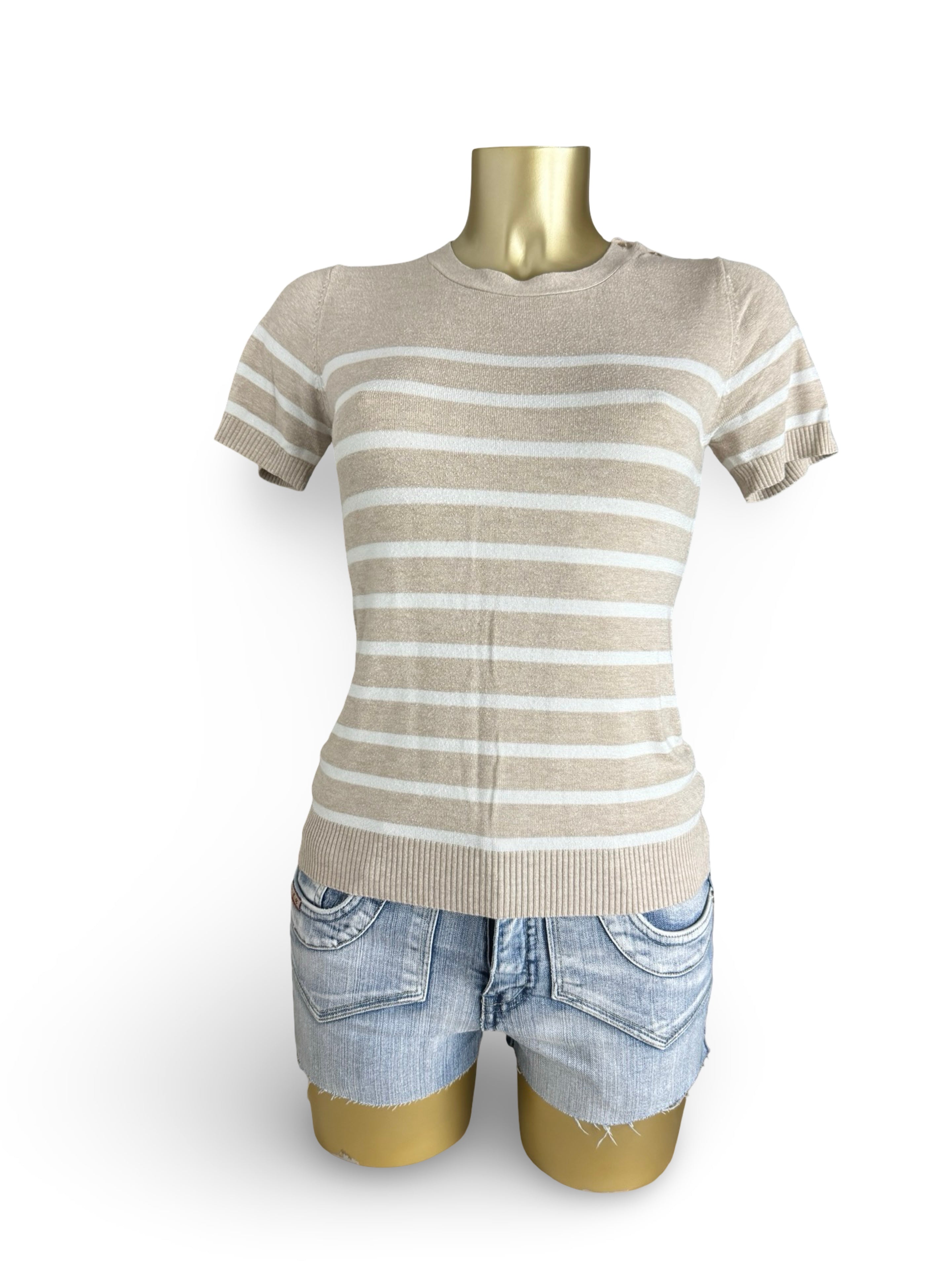 Beige striped short sleeves jumper (M)