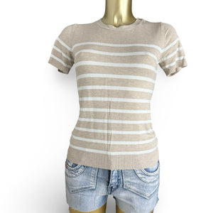 Beige striped short sleeves jumper (M)