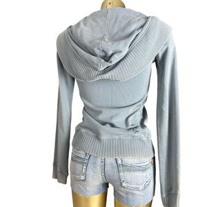 Blue cotton tight fit hoodie (S)