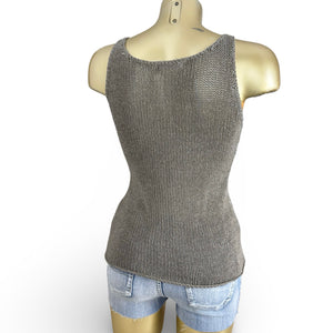 Khaki cotton knitted top (S)