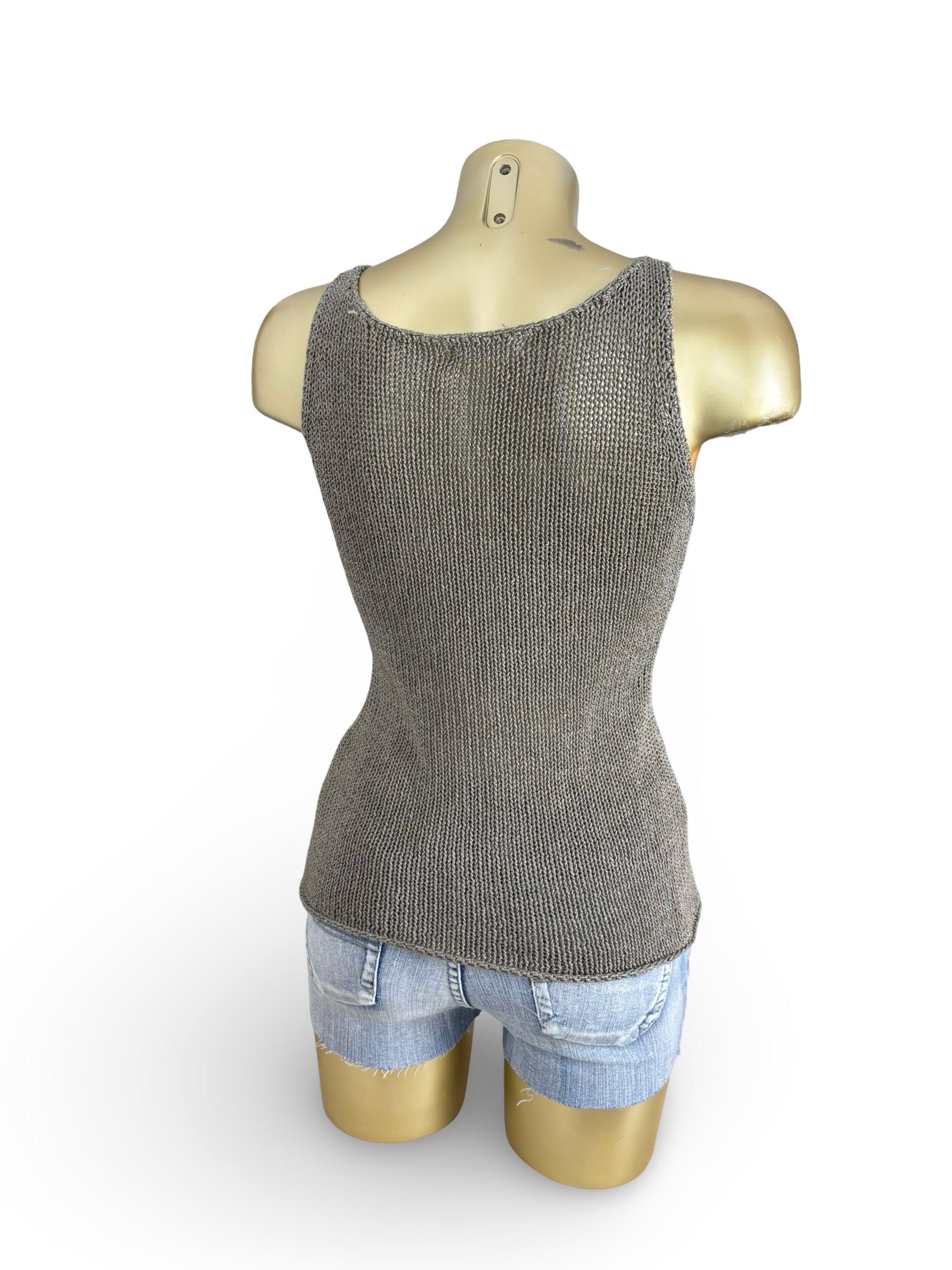 Khaki cotton knitted top (S)
