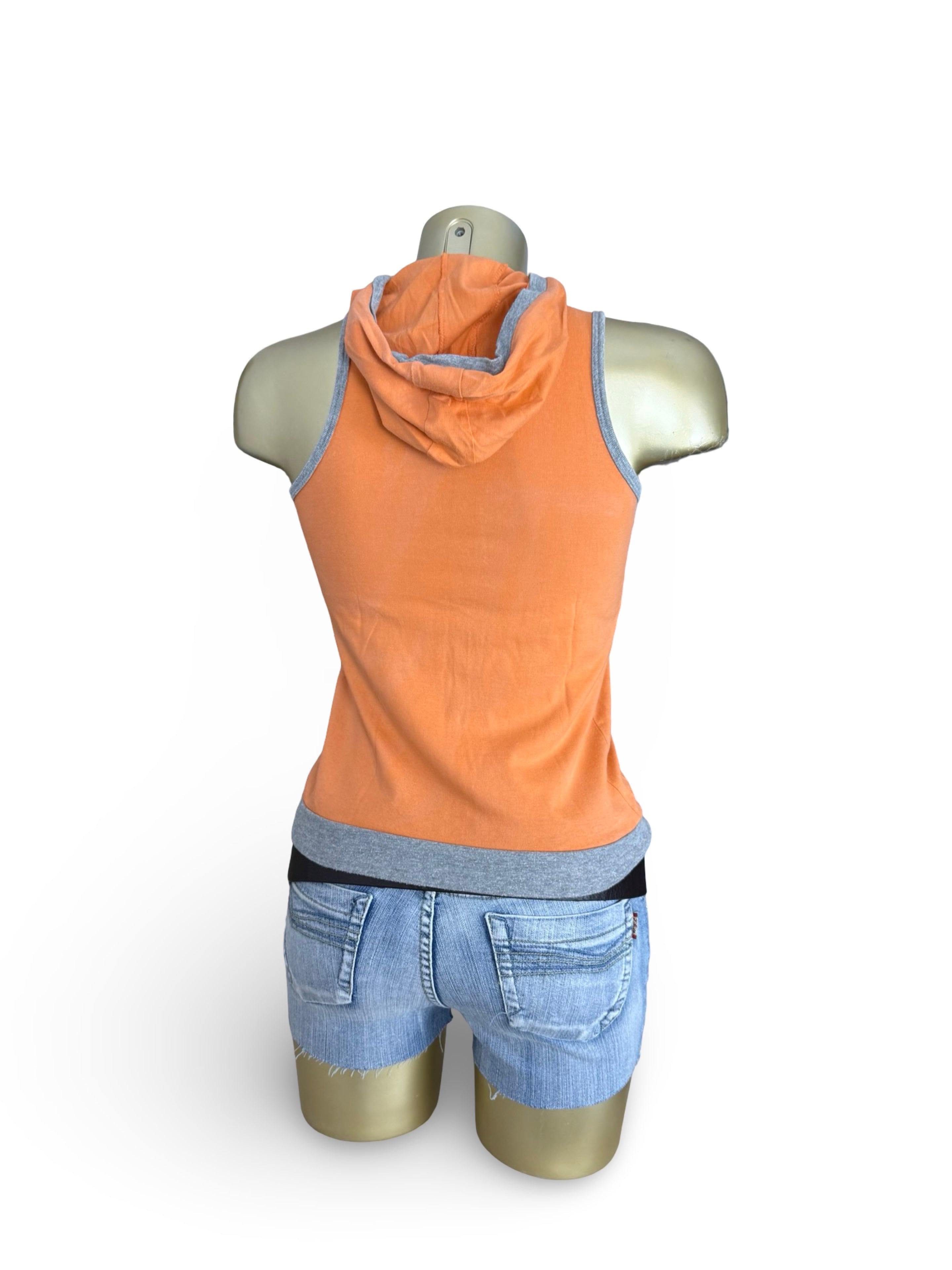 Orange cotton hooded top (S)