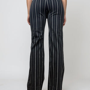 Black striped low rise office flared pants (S/M)