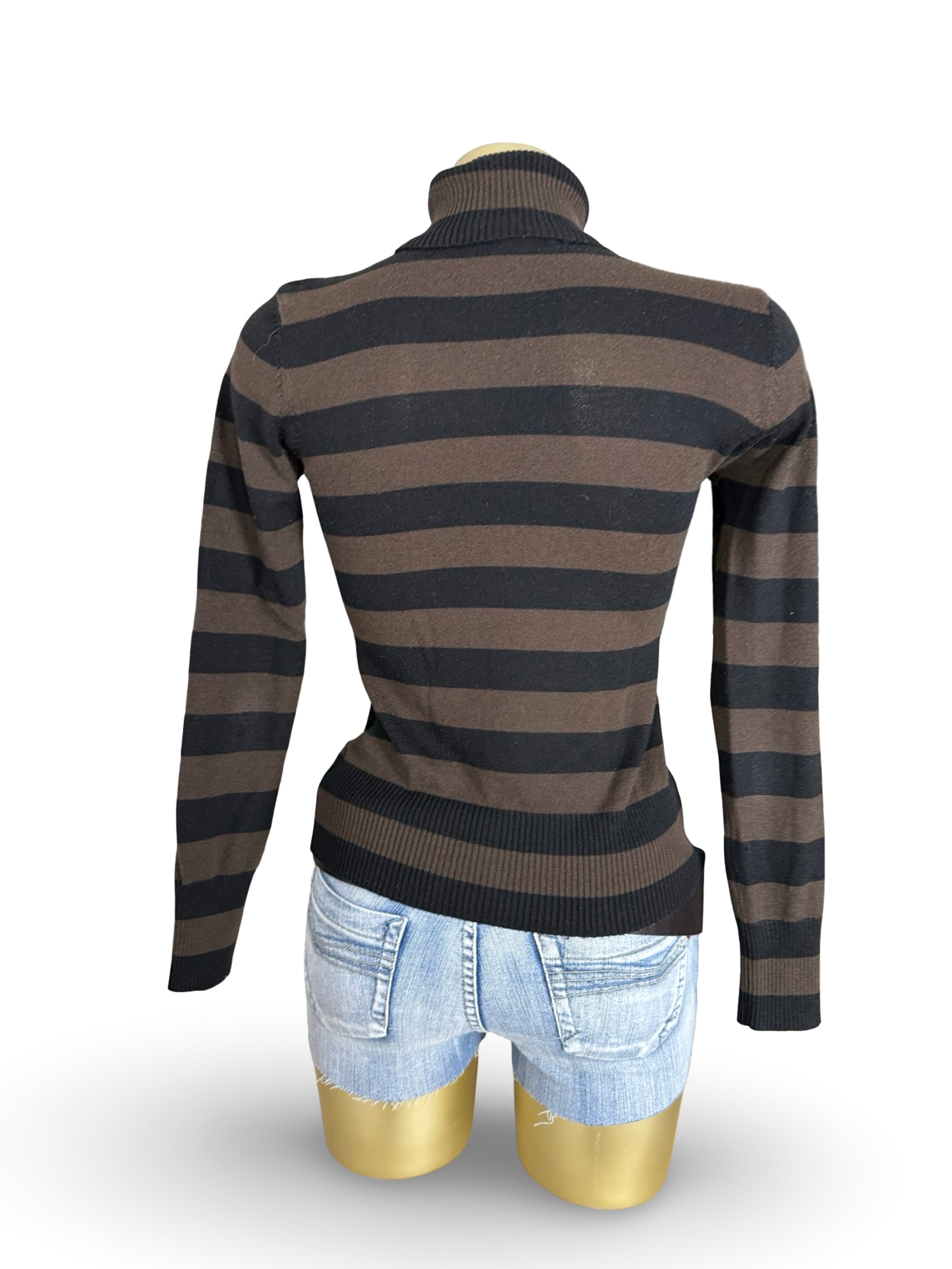 Brown striped turtleneck jumper (S)