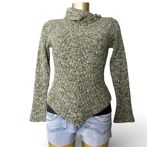 Khaki turtleneck asymmetric jumper (S/M)